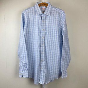 Brooks Brothers 346‎ Dress Shirt Blue Plaid Check Long Sleeve 16.5-6/7